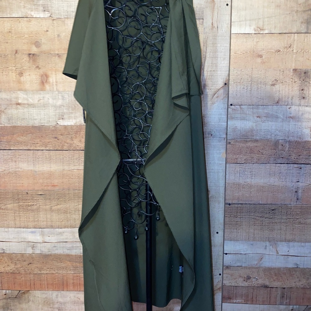 Stylish Olive Green Drape Cardigan